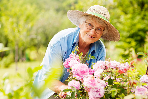 Happy patient gardening